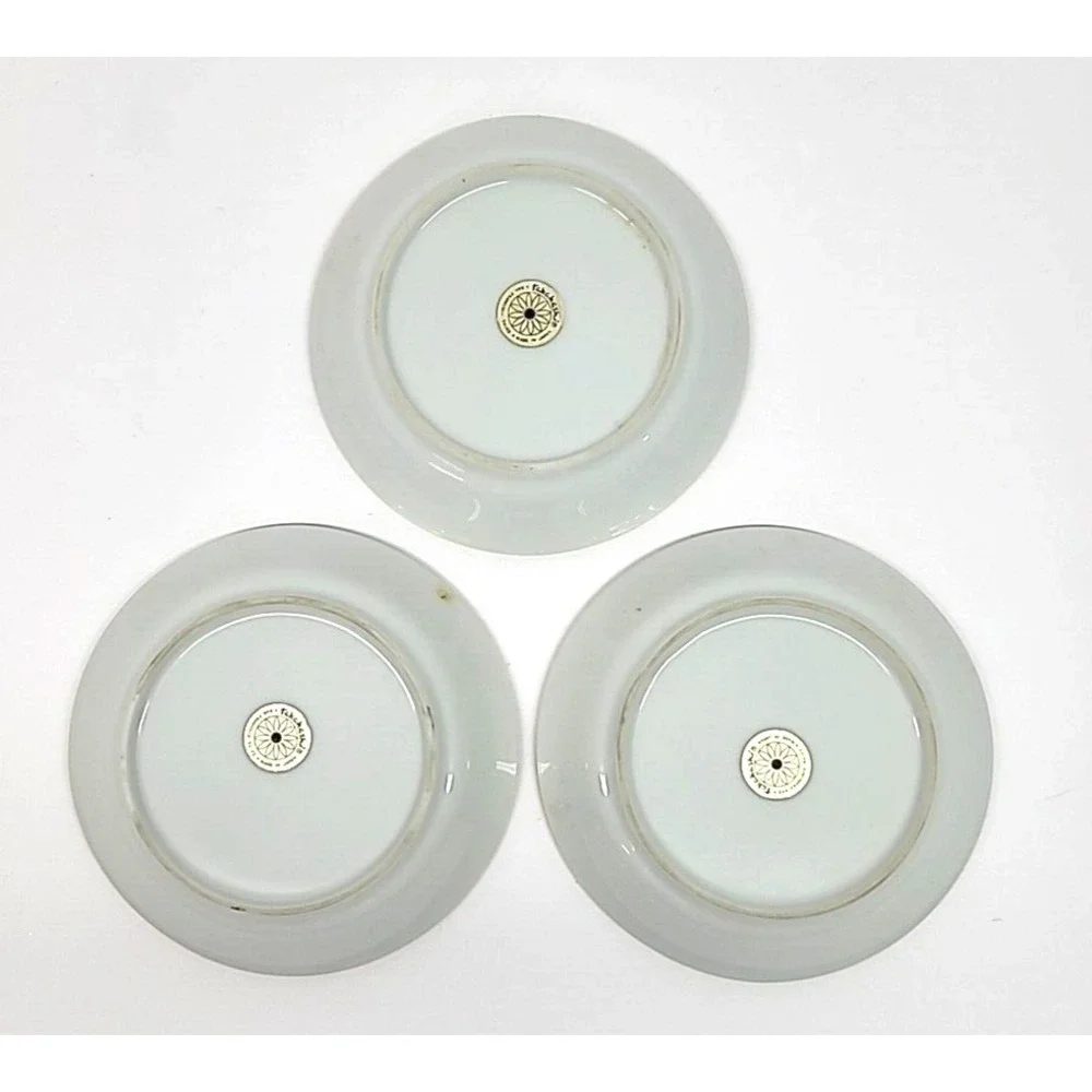 Set Of 3 VTG Takahashi San Francisco Gold Rimmed Small Floral Plates Japan